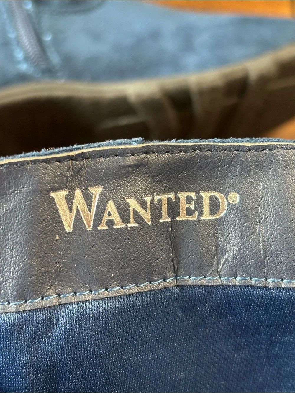 Wanted Blue Suede Under-the-Knee Buckle Boots